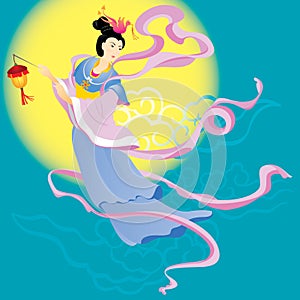 Chinese fairy flying to the moon