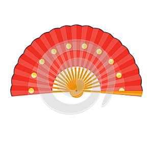 Chinese fan illustration. Folding fan isolated on white background
