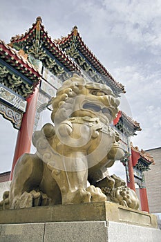 Chinese Female Foo Dog Guardian at Chinatown Gate