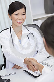 Chinese Female Woman Hospital Doctor Shaking Hands