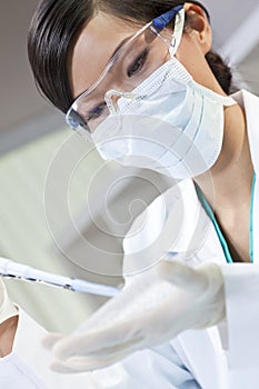 Chinese Female Woman Scientist In Laboratory