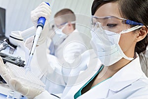 Chinese Female Woman Scientist In Laboratory