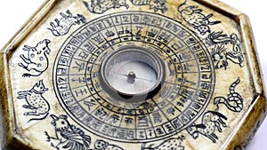 Chinese Feng Shui compass on turn table