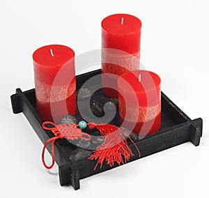 Chinese Fengshui set (talisman, red candles and st