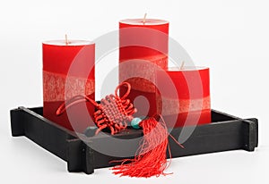 Chinese Fengshui set (talisman, red candles and st