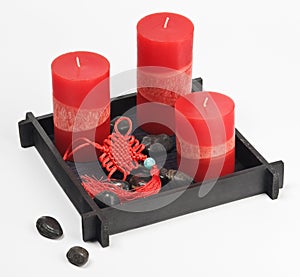 Chinese Fengshui set (talisman, red candles and st