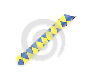 Chinese finger trap isolated on white, top view