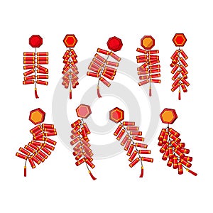 chinese firecracker set cartoon vector illustration