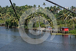 Chinese Fishing Nets in backwaters in Cochin, India
