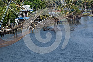 Chinese Fishing Nets in backwaters in Cochin, India