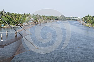 Chinese Fishing Nets in backwaters in Cochin, India