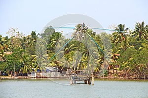 The Chinese fishing nets. Kerala Backwaters