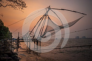Chinese fishing nets, Kochi, India photo