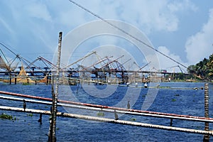 Chinese fishing nets. Vembanad Lake, Kerala, South India