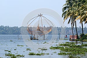 Chinese fishing nets. Vembanad Lake, Kerala, South India