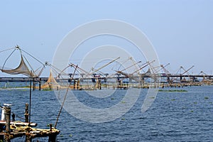 Chinese fishing nets. Vembanad Lake, Kerala, South India