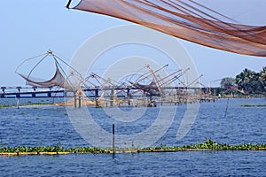 Chinese fishing nets. Vembanad Lake, Kerala, South India