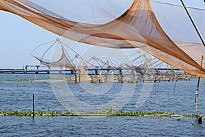 Chinese fishing nets. Vembanad Lake, Kerala, South India