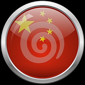 Chinese flag glass button vector illustration