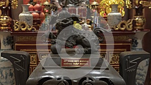 Chinese foo dog at the Altar to Chu VÄƒn An, rector of the imperial academy