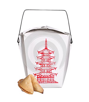 Chinese food box container with fortune cookie