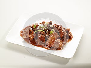 Chinese food-braised Spare Ribs with Monascus sauce
