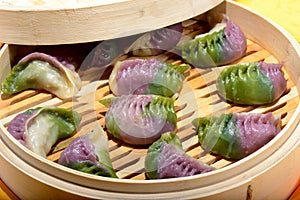 Chinese Food: Colorful steamed dumplings