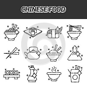 Chinese food concept icons