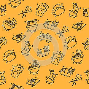 Chinese food concept icons pattern