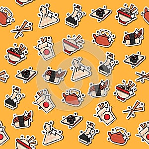 Chinese food concept icons pattern