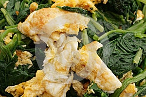Chinese food. Fried spinach with eggs