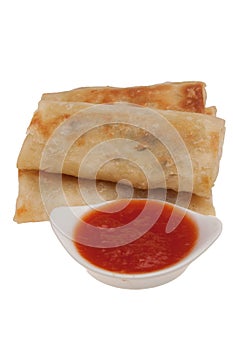 Chinese food: Spring rolls on white background