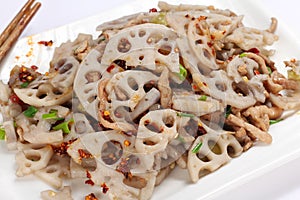 Chinese food Stir fry lotus root