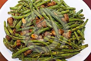 Chinese Food String Beans with Almond and Chicken