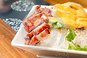 Chinese food--white chicken and Barbecued pork