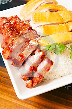 Chinese food--white chicken and Barbecued pork