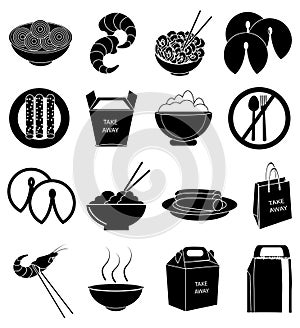 Chinese foods icons set