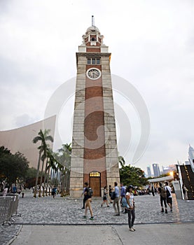 Chinese and foreigners people travel visit at square of Former Kowloon - Canton Railway Clock Tower