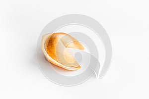 Chinese fortune cookie with prediction on white background mock up