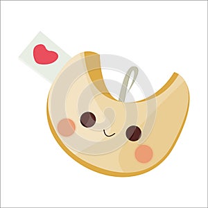 Chinese Fortune cookie vector icon. Color cute illustration
