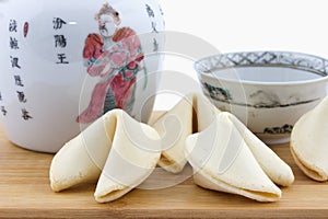 Chinese fortune cookies and teapot