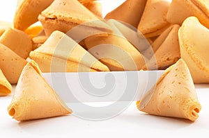 Chinese fortune cookies with white blank paper