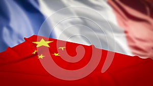 The Chinese and French flag for Business concept 3d rendering photo