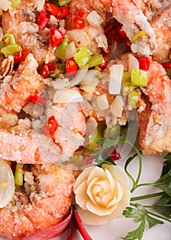 Chinese fried shrimps in breading photo