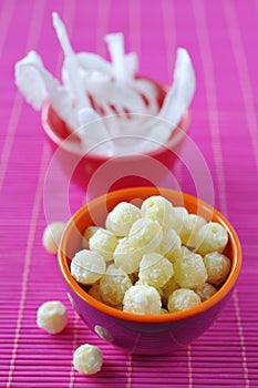 Chinese frosted coconut and lotus seeds