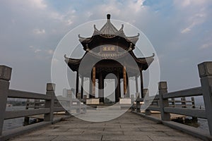 A Chinese Garden by Yiai Lake in Huanggang China