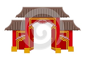 chinese gate to enter a temple or pagoda with columns and a roof vector illustration