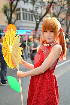 A Chinese girl celebrate Chinese New Year