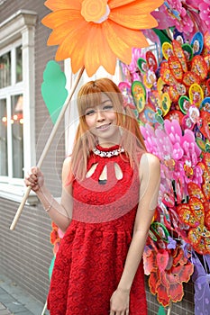 A Chinese girl celebrate Chinese New Year