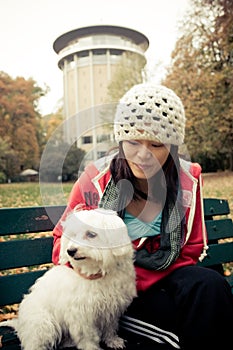 Chinese girl with a dog